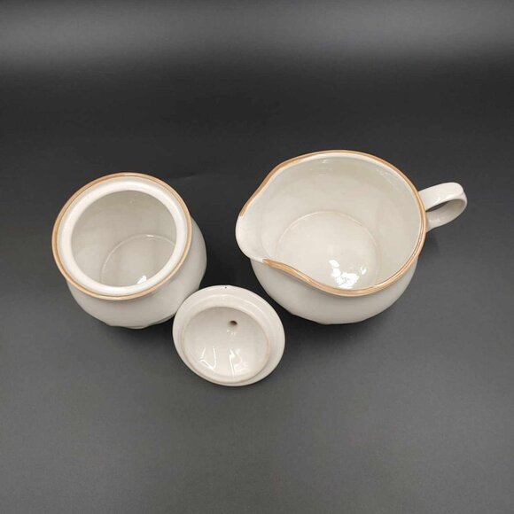 Vintage Hearthside Sugar & Creamer Gravy Boat Set Sculptura Stoneware Japan - Picture 7 of 10